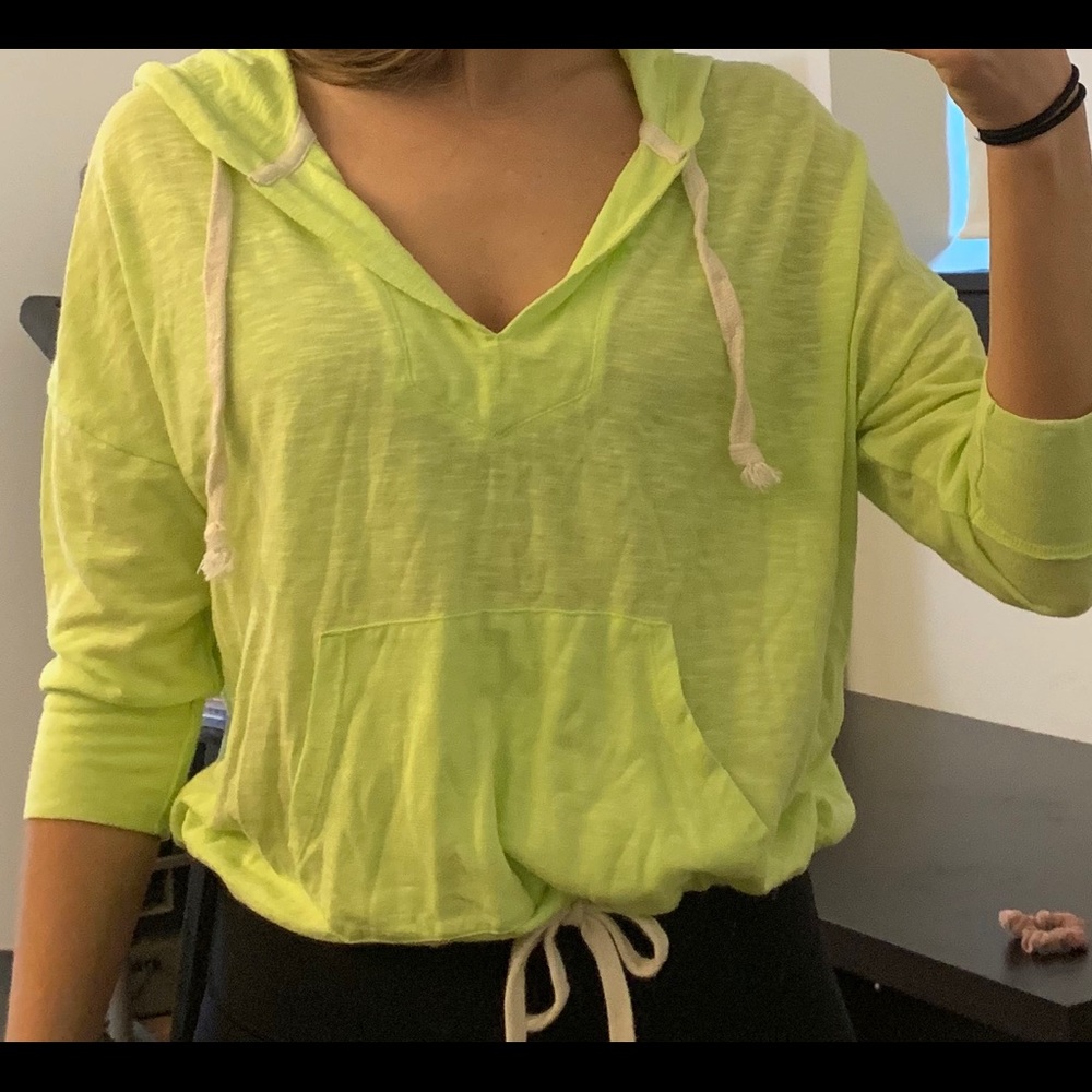 American Eagle neon green pullover hoodie